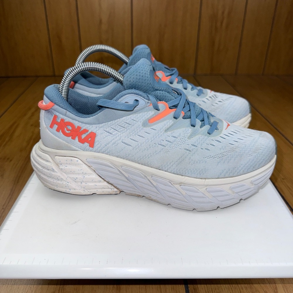 Hoka Gaviota 4 Womens Running Shoes Blue Coral Stability Sneakers Size 8.5